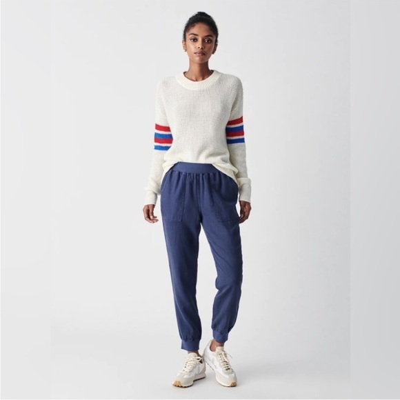 Faherty Arlie Day Pants Linen Blend Navy Blue Joggers Size Medium Athleisure - Picture 2 of 14